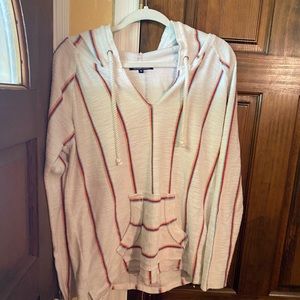 Multicolor “drug rug”/boho pullover /poncho hoodie